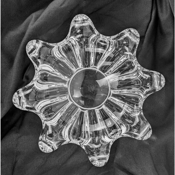 Mid-Century Verrier French Art Glass Ribbed Crystal Bowl, Thick Heavy GORGEOUS - Picture 5 of 8